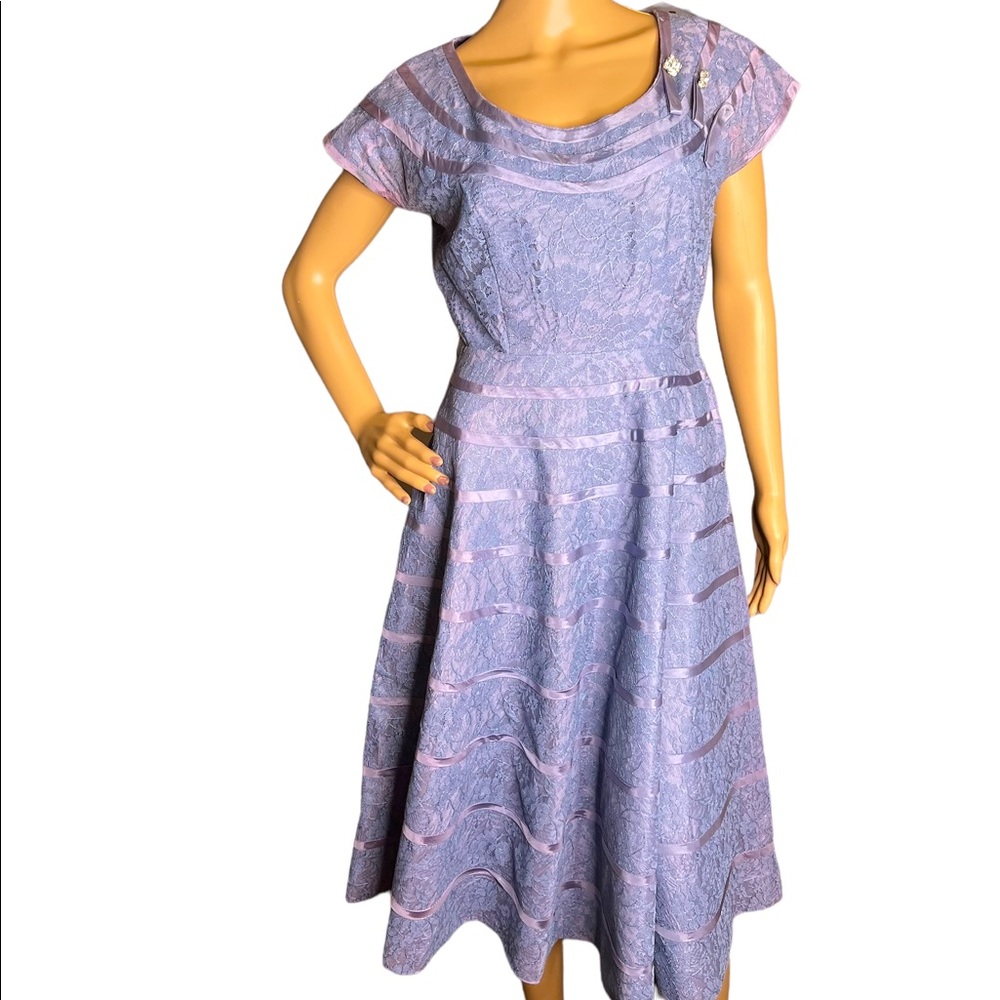 Vintage 1950s 50s 50's 1950's Dusty Purple Midi Cocktail Dress